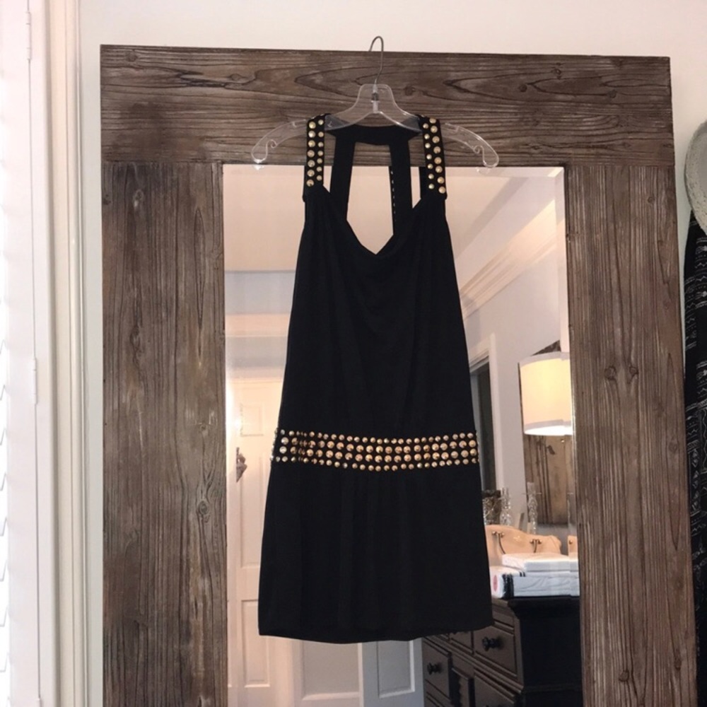 Milly SHOWSTOPPER Black dress with gold studs